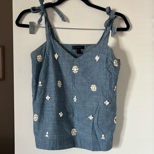 J. Crew Shoulder Tie Embellish Top